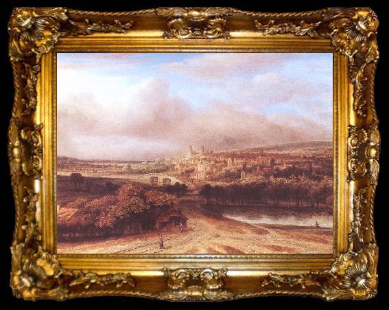 framed  KONINCK, Philips An Extensive Landscape with a Road by a Ruin sg, ta009-2